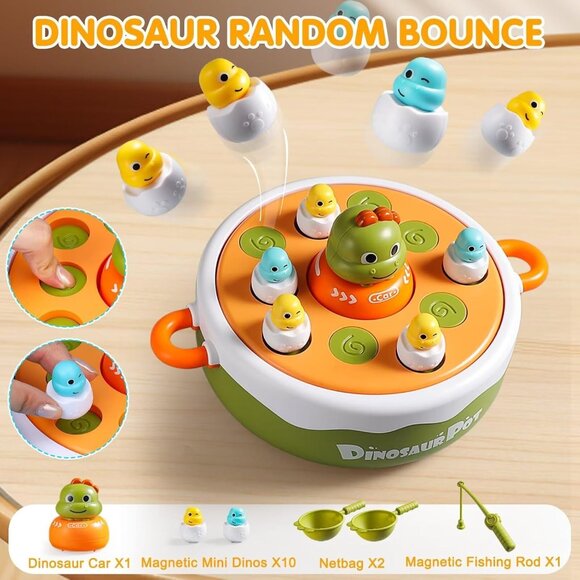 Dinosaur Pop Up Board Games for Kids Magnetic Fishing Turntable Rotating(1 Set) - Picture 4 of 7